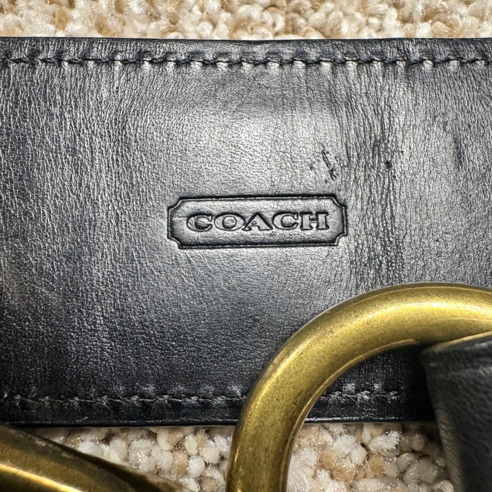 Coach Leather Horsebit Style Belt Brass Double Rings Branded Studs - Picture 2 of 16